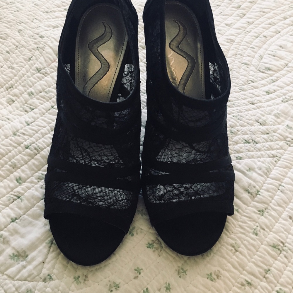 Nina black lace booties
